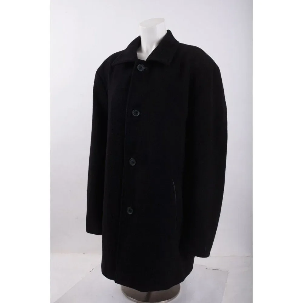 Cole Haan Mens Wool Overcoat Coat Jacket Size XL Black 4 Button NWOT_3